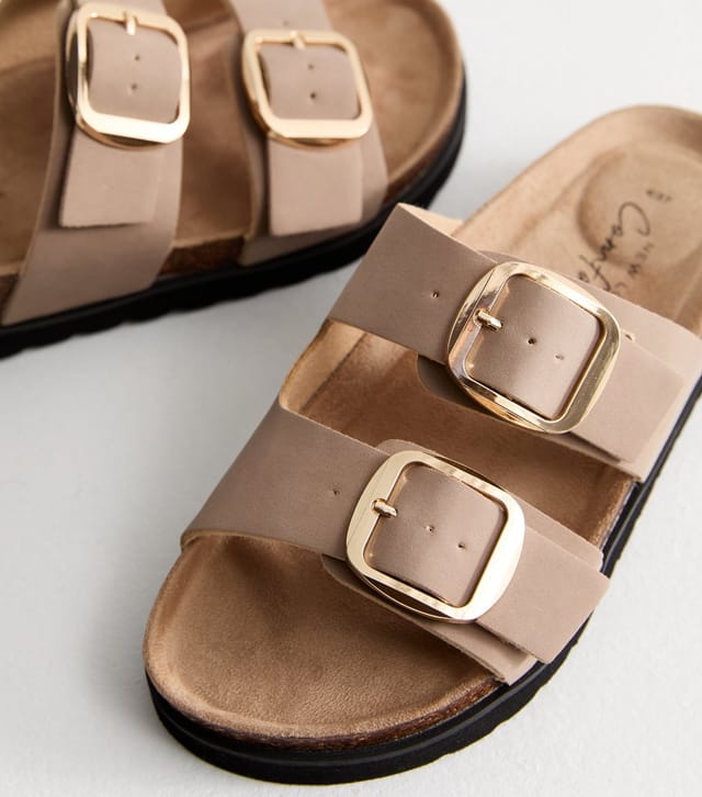 New Look Women's Mink Faux Leather Buckle Strap Sandals Vegan New Look - 3