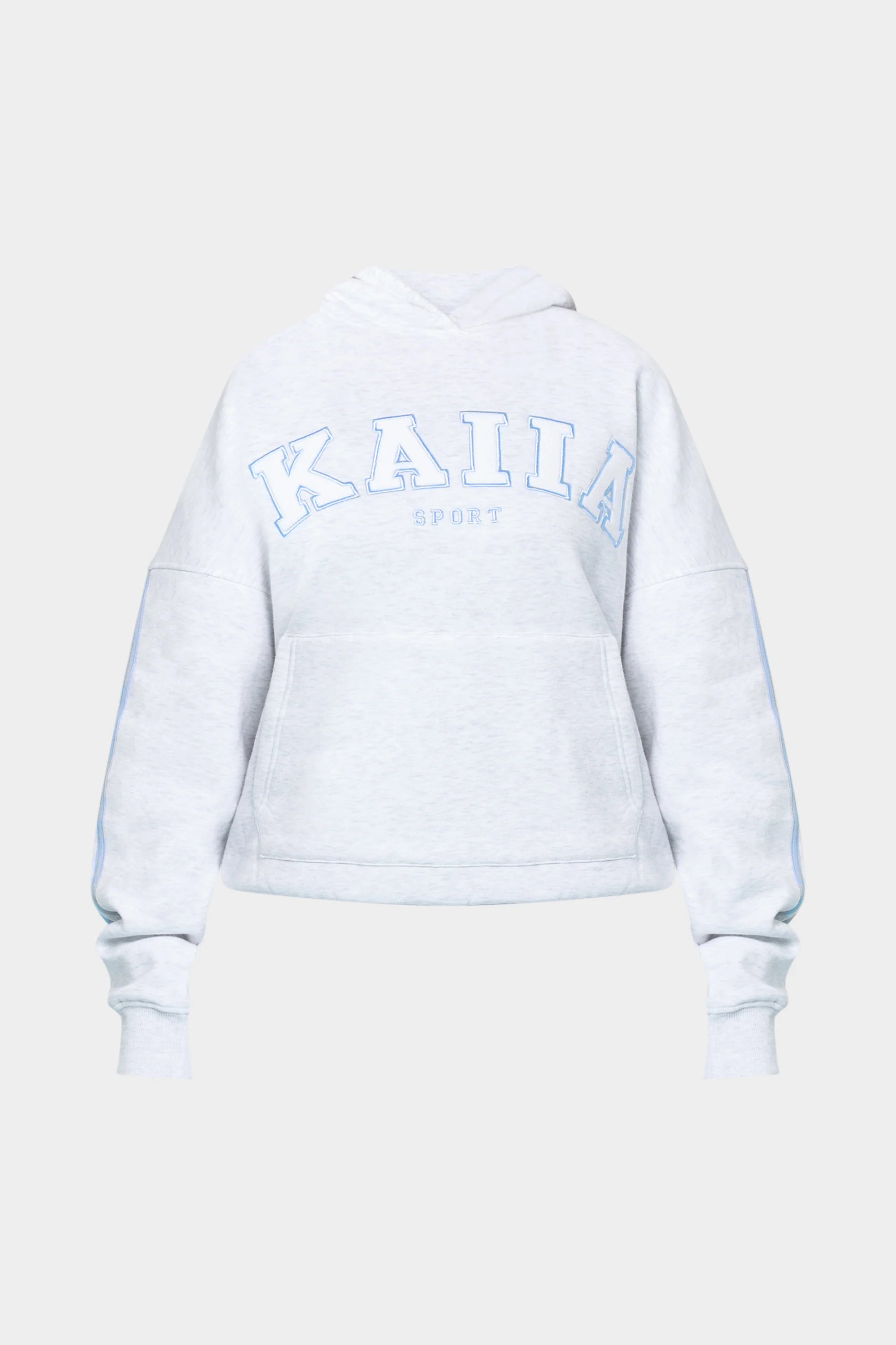 Kaiia Kaiia Sport Side Stripe Oversized Hoodie Light Grey Marl & Light Blue - 3