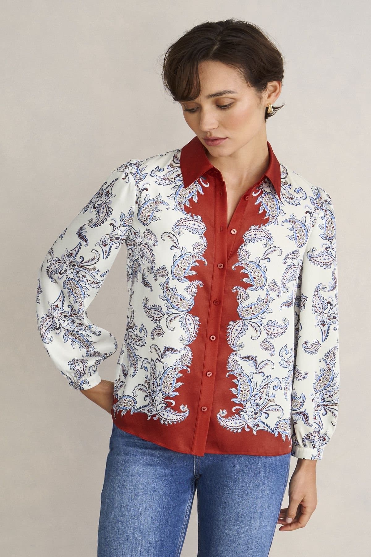 Hobbs London Hobbs London Cream Mariella Print Shirt