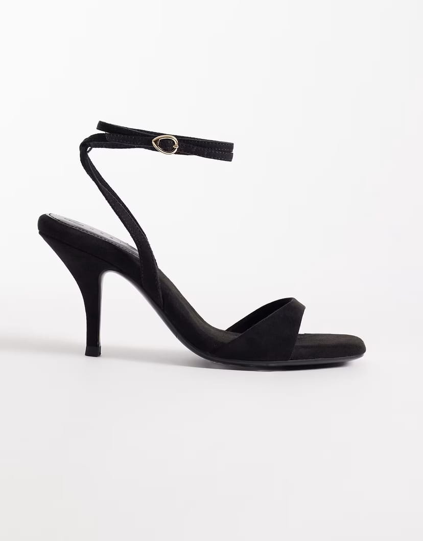 ASOS ASOS DESIGN Wide Fit Hope barely there mid heel stiletto sandals in black - 1