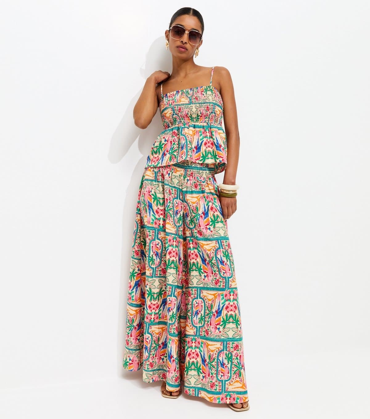 New Look Women's Multicolour Parrot Palazzo Trousers New Look