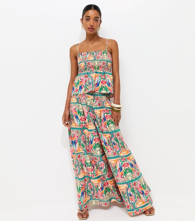 New Look Women's Multicolour Parrot Palazzo Trousers New Look - 2