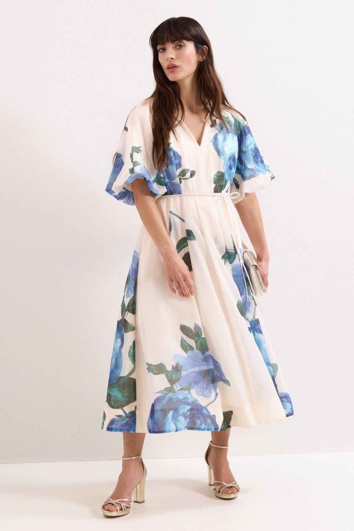 Phase Eight Petite Adeline Midi Dress in Warm White
