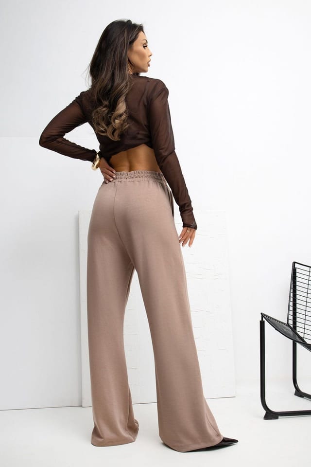 Love Lace Love Lace Women's Buttery Soft Viscose Elastane Wide Leg Pants in Beige - 3