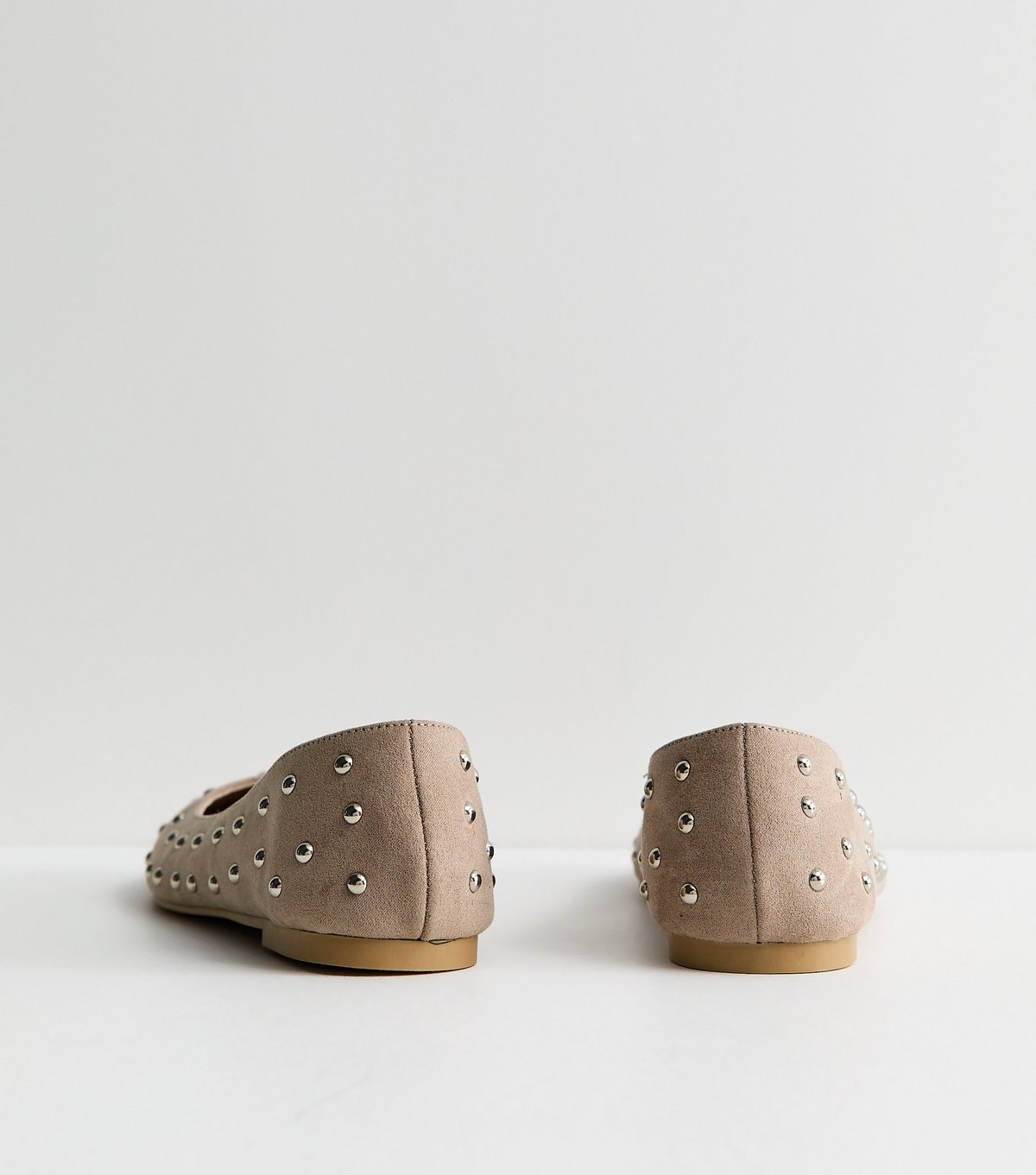 New Look Women's Light Brown Faux Suede Studded Ballet Pumps Vegan New Look - 4