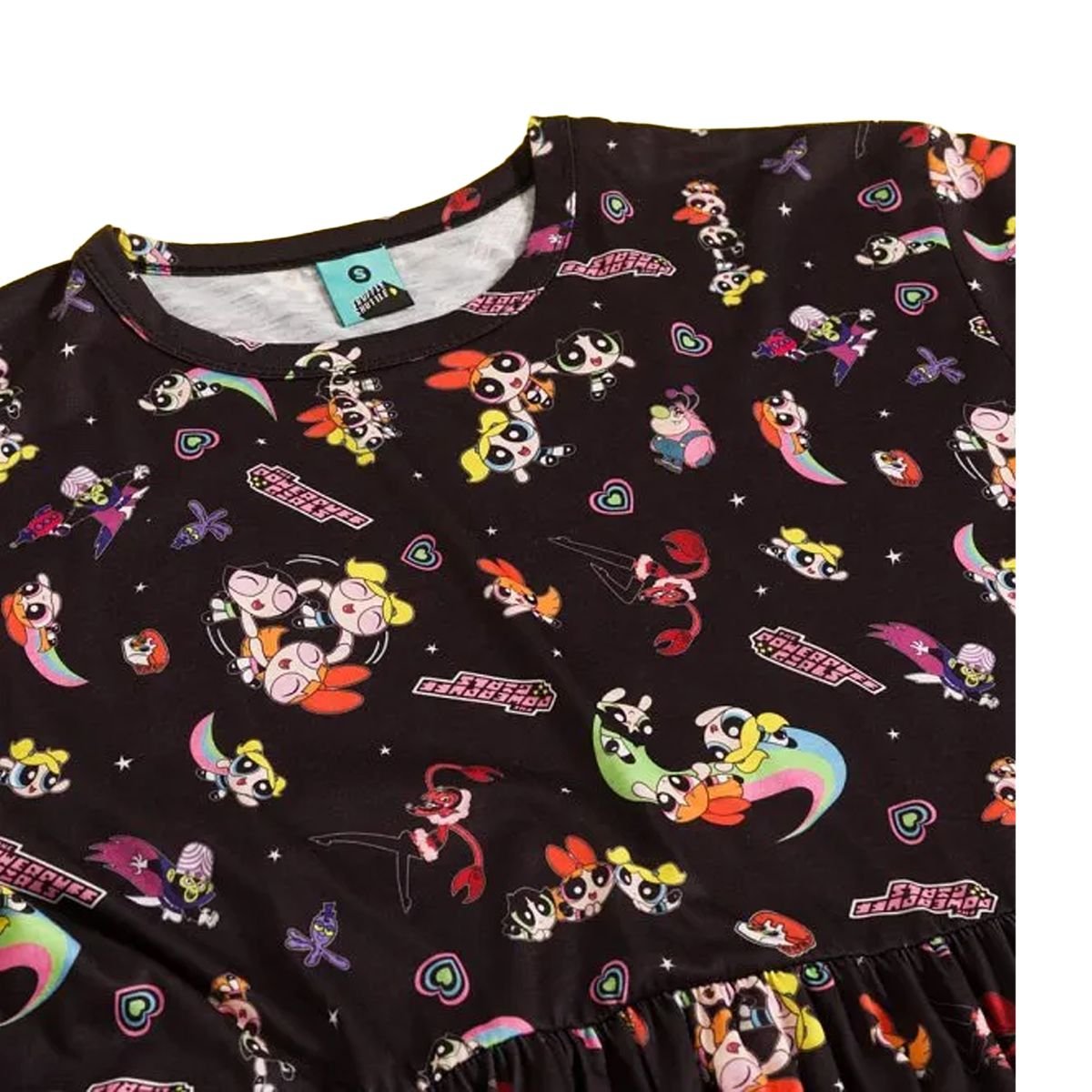 Powerpuff Girls Powerpuff Girls Women's All-Over Print Smock Dress in Black - 2