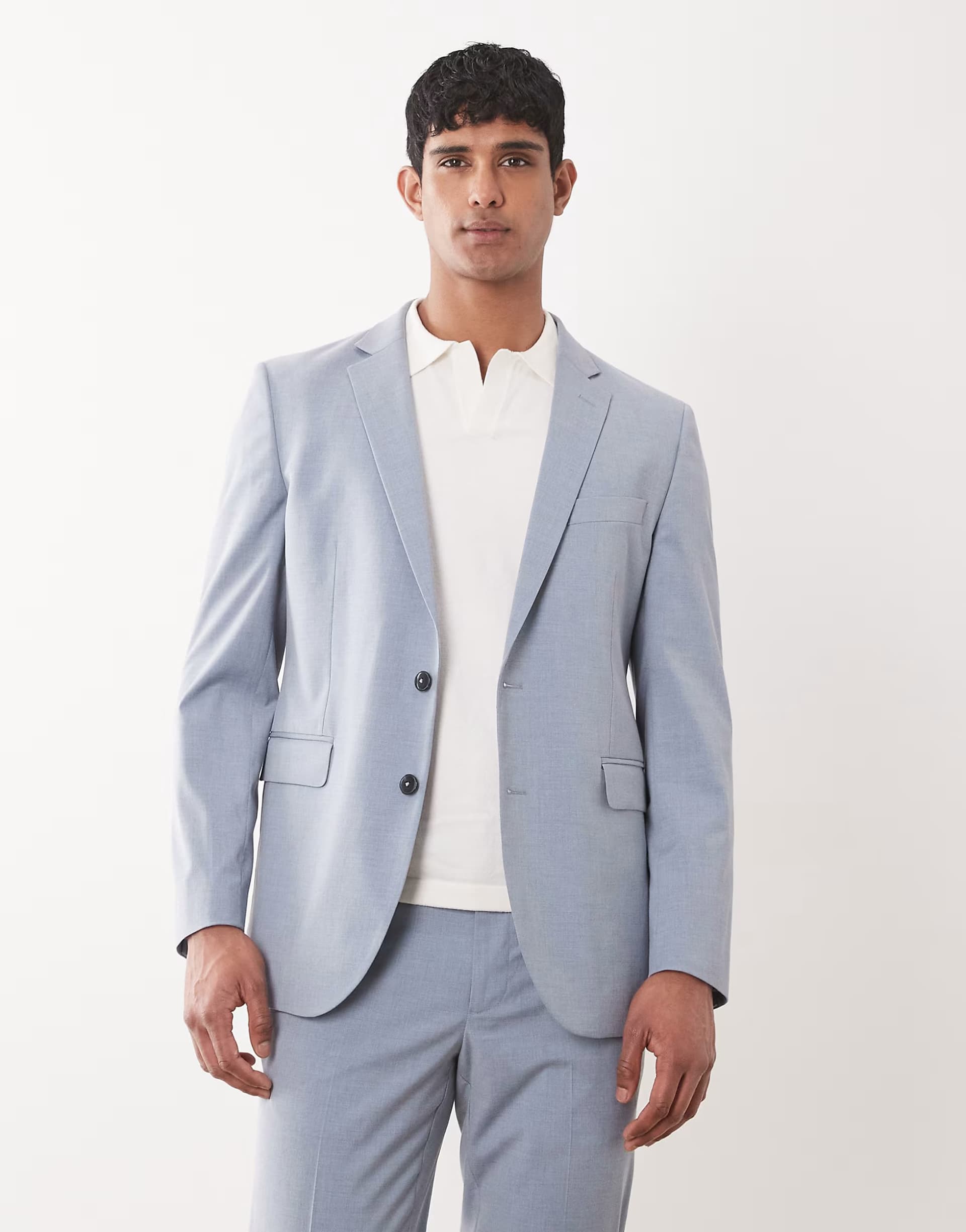 ASOS Mango Paris super slim fit suit blazer co-ord in light blue