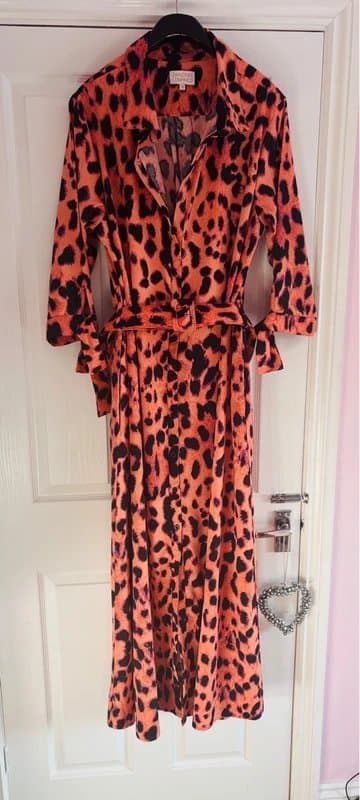 Dancing Leopard Dancing leopard Maxi plunge shirt dress wedding work party holiday 20-22 same day post