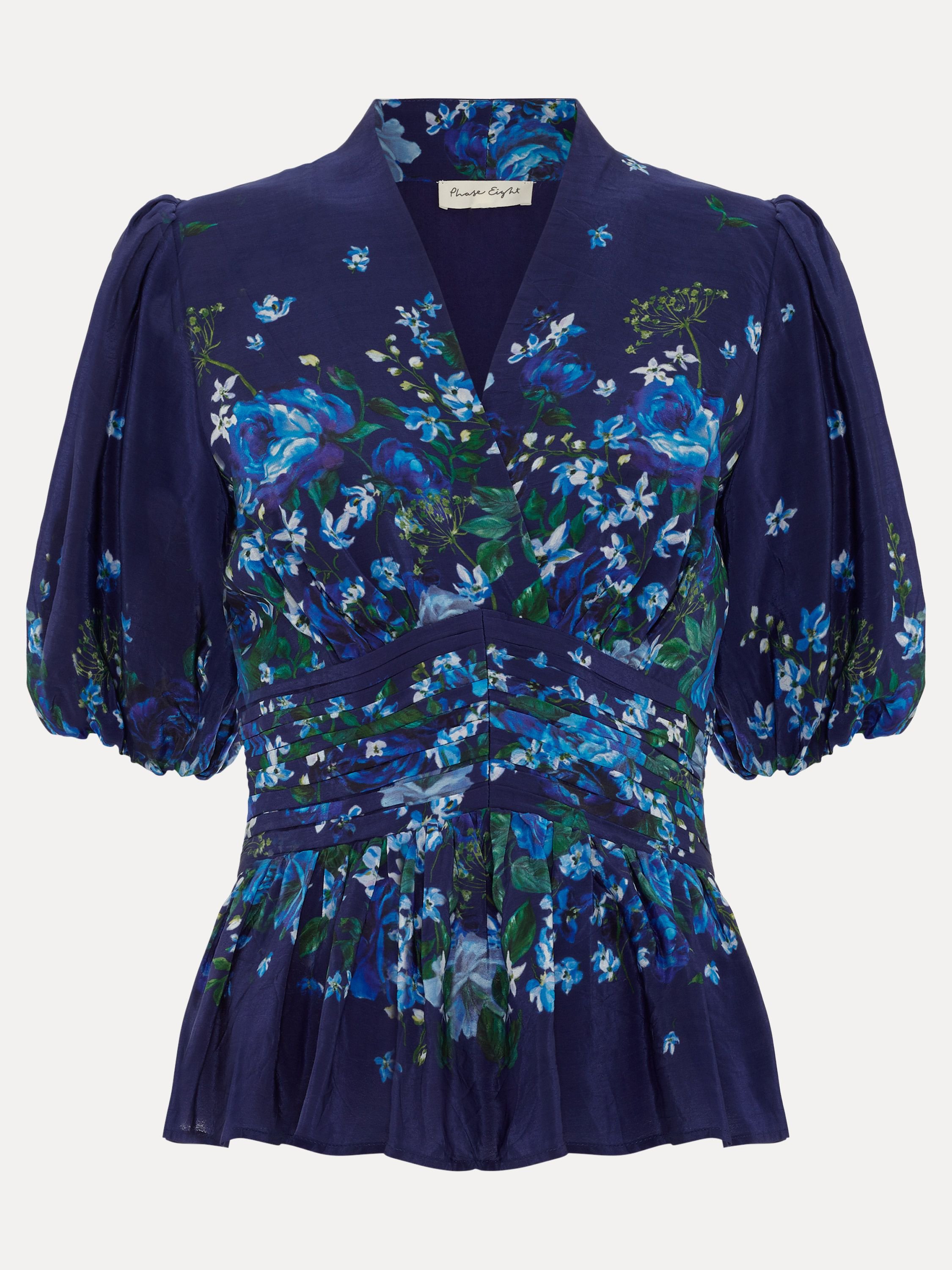 Phase Eight Phase Eight Women's Safa Puff Sleeve Floral Blouse in Dark Navy - 2