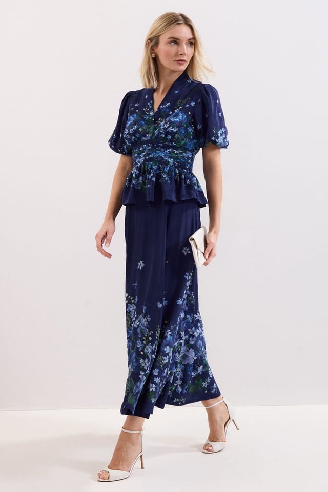 Phase Eight Phase Eight Women's Safa Puff Sleeve Floral Blouse in Dark Navy - 3