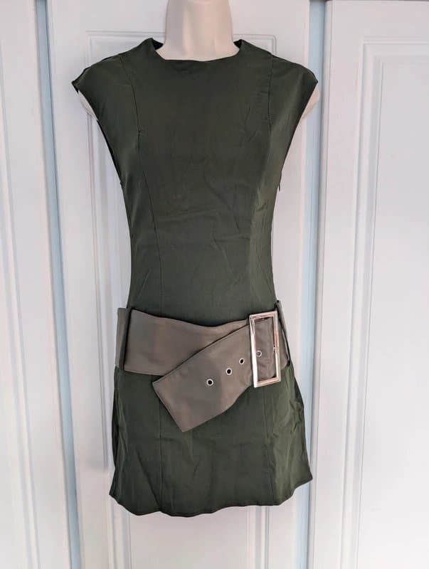 ASOS ASOS Kaiia bengaline high neck oversized belt mini dress size 8