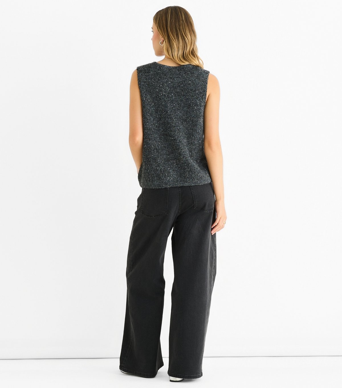 Gini London Women's Grey Sparkle Knit Vest Gini London New Look - 4