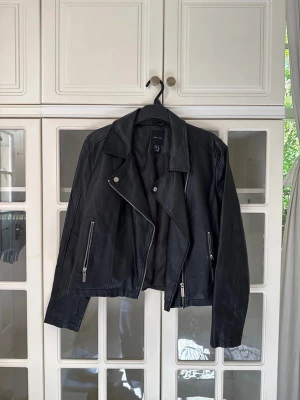 New Look Black leather style biker jacket Size 12