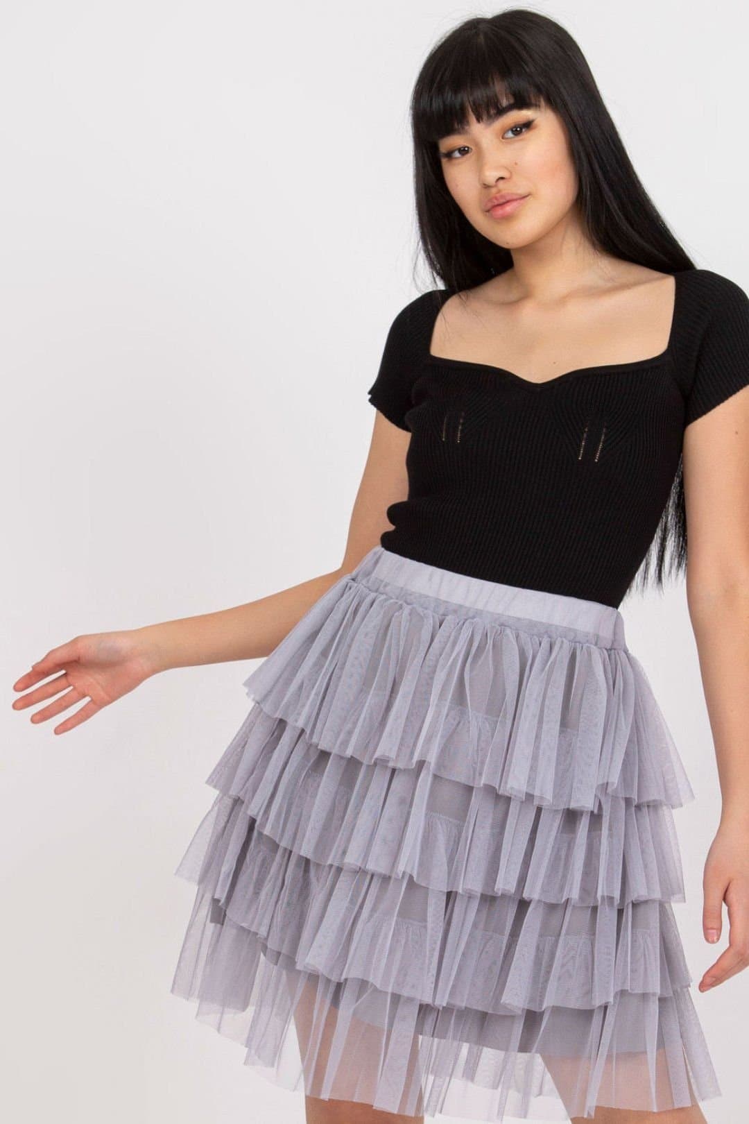 Love Lace Love Lace Women's Tulle Ruffle Mini Skirt in Grey