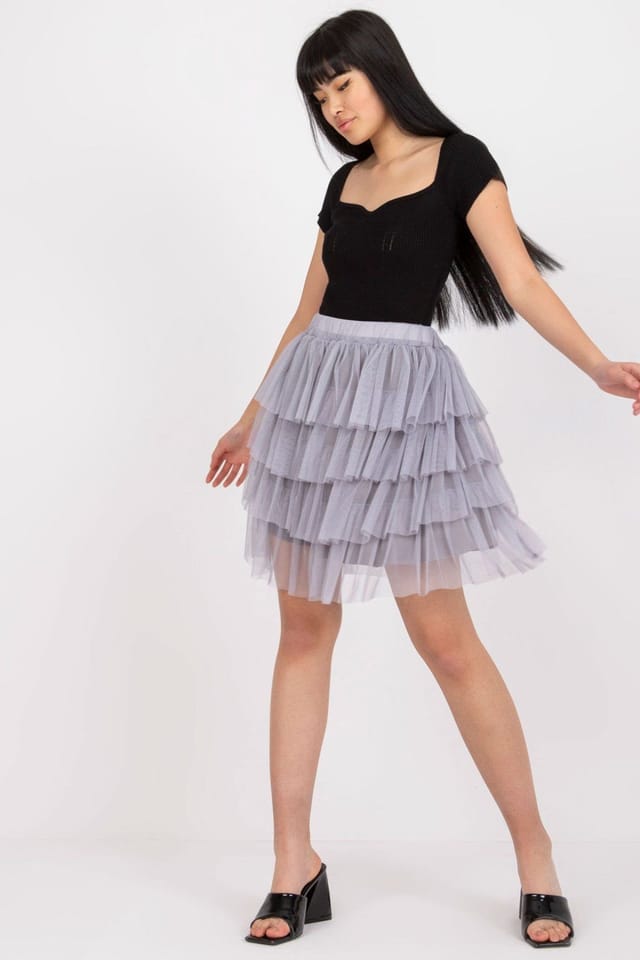 Love Lace Love Lace Women's Tulle Ruffle Mini Skirt in Grey - 2