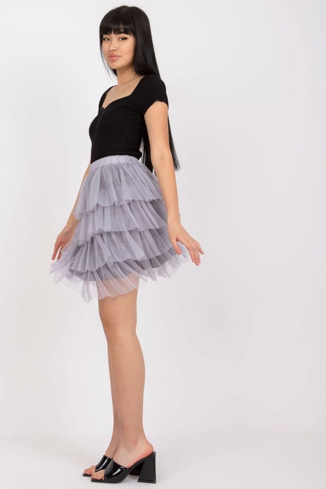 Love Lace Love Lace Women's Tulle Ruffle Mini Skirt in Grey - 3