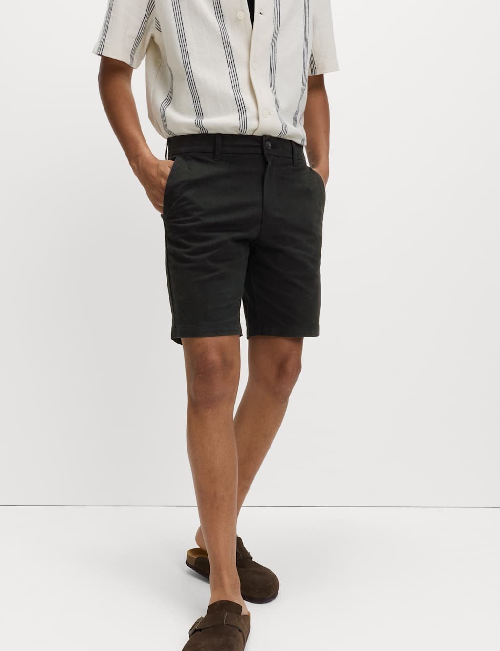 Marks & Spencer M&S Slim Fit Stretch Chino Shorts Black/Black - 1