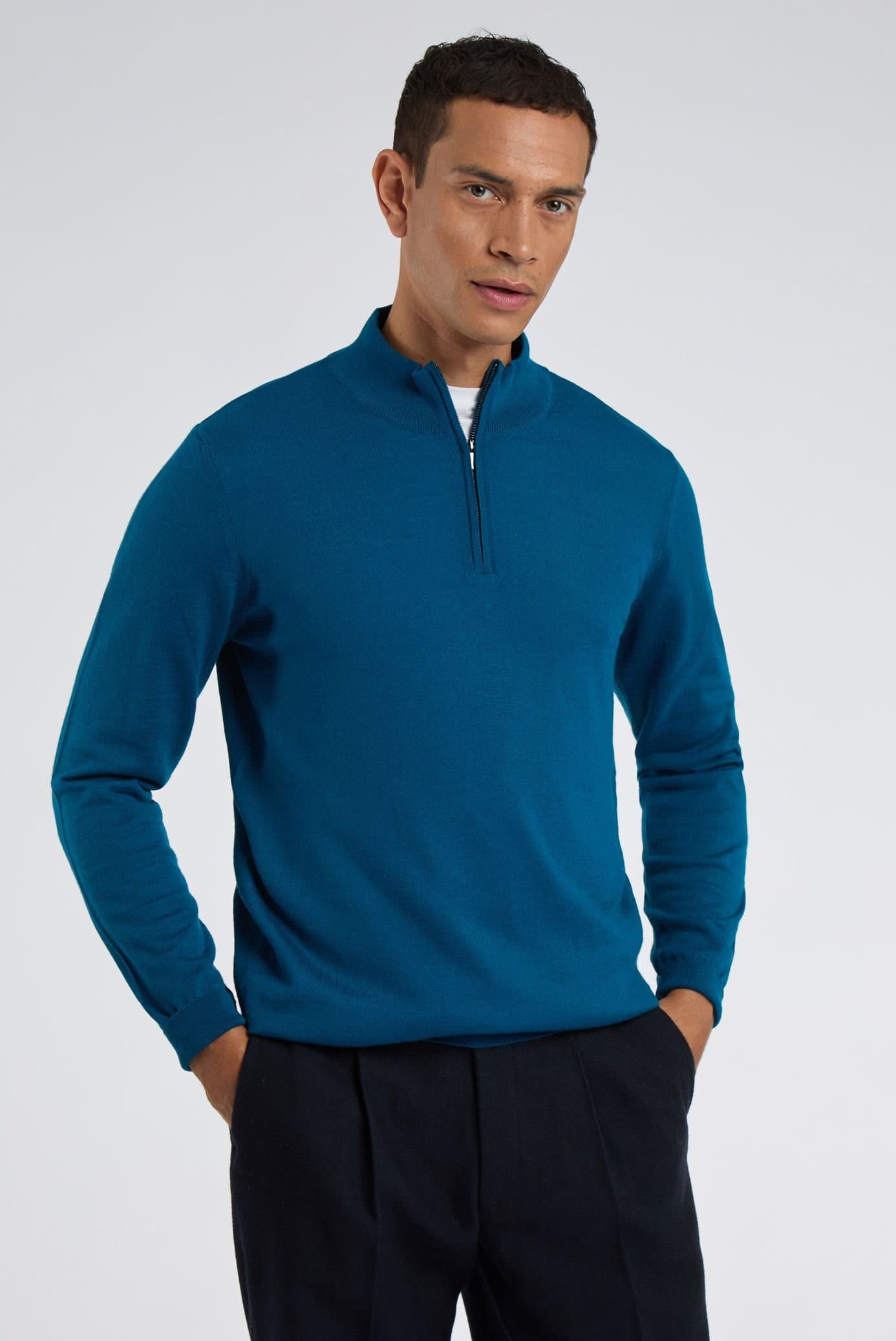 Melka Melka Men's Zip Neck Jumper in Blue