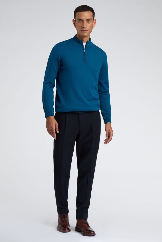 Melka Melka Men's Zip Neck Jumper in Blue - 2