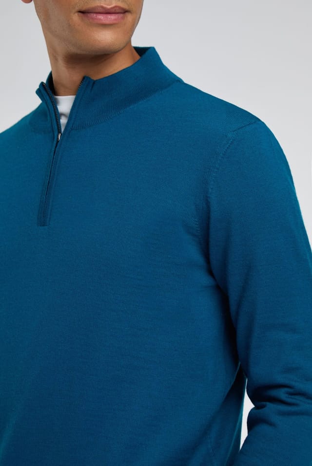 Melka Melka Men's Zip Neck Jumper in Blue - 3
