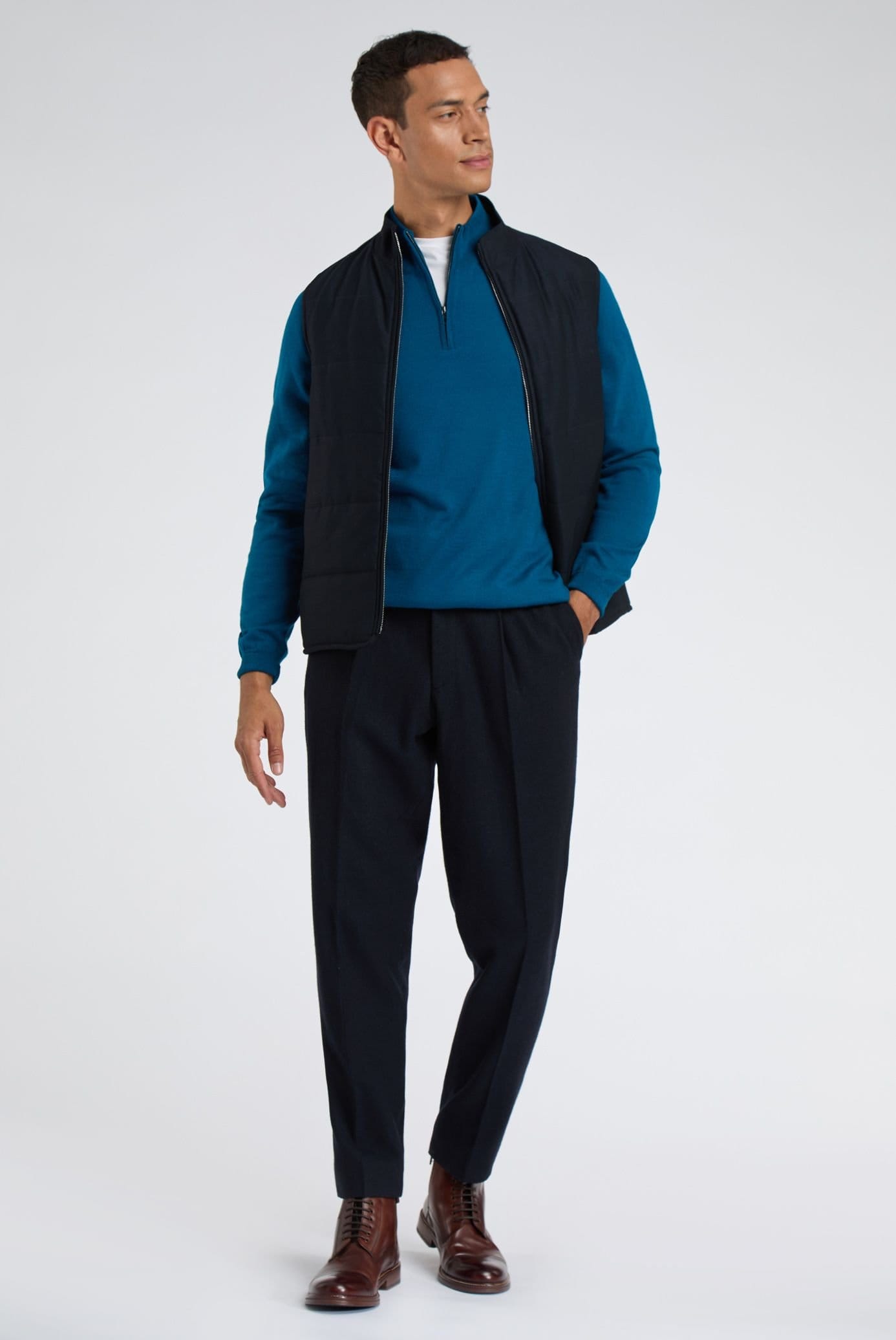 Melka Melka Men's Zip Neck Jumper in Blue - 4