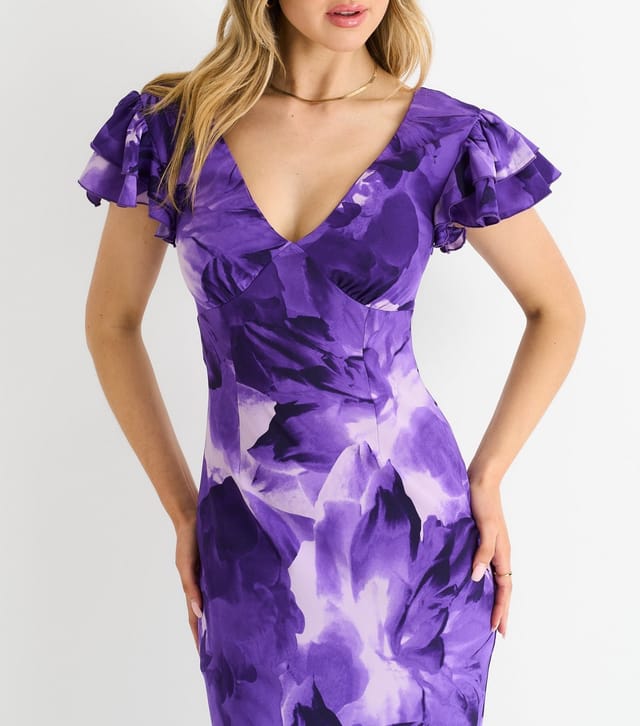 Gini London Women's Light Purple Watercolour Floral Maxi Dress Gini London New Look - 2