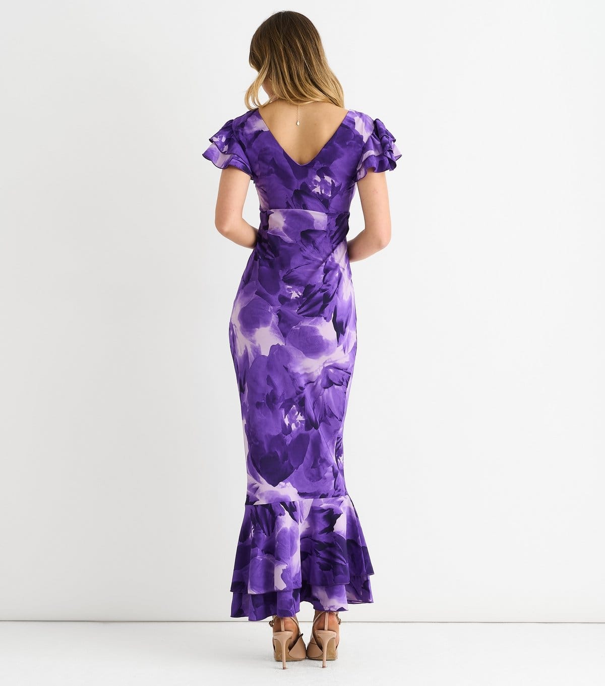 Gini London Women's Light Purple Watercolour Floral Maxi Dress Gini London New Look - 4