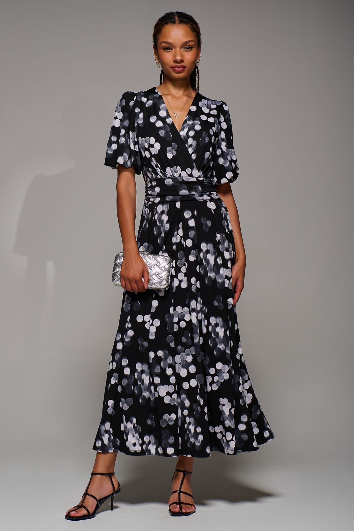 Jolie Moi Jolie Moi Women's Puff Sleeve Jersey Maxi Dress