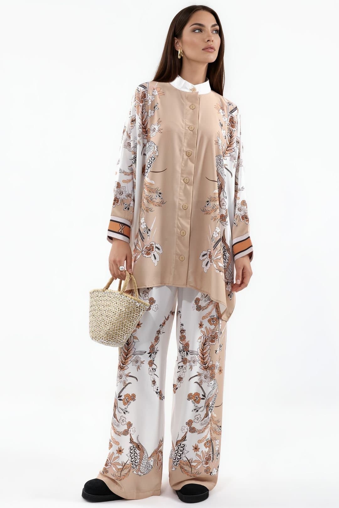 MSN Collection MSN Collection Women's Floral Tunic & Wide-Leg Pants Set