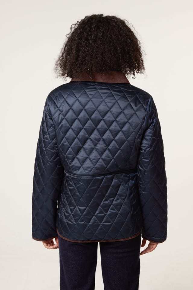 Blue Vanilla Blue Vanilla Women's Navy Diamond Quilted Cord Collar Coat - 2