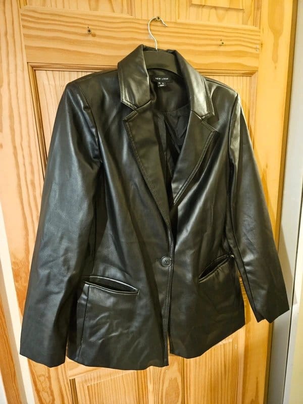 New Look Black Faux Leather Jacket Size 10-12