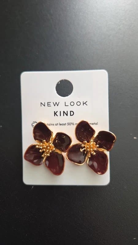 New Look Brown & Gold Floral Earrings. Never been worn.