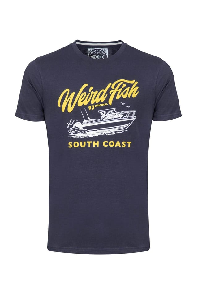Weird Fish Weird Fish Men's South Coast Front Print Graphic T-Shirt in Midnight - 2