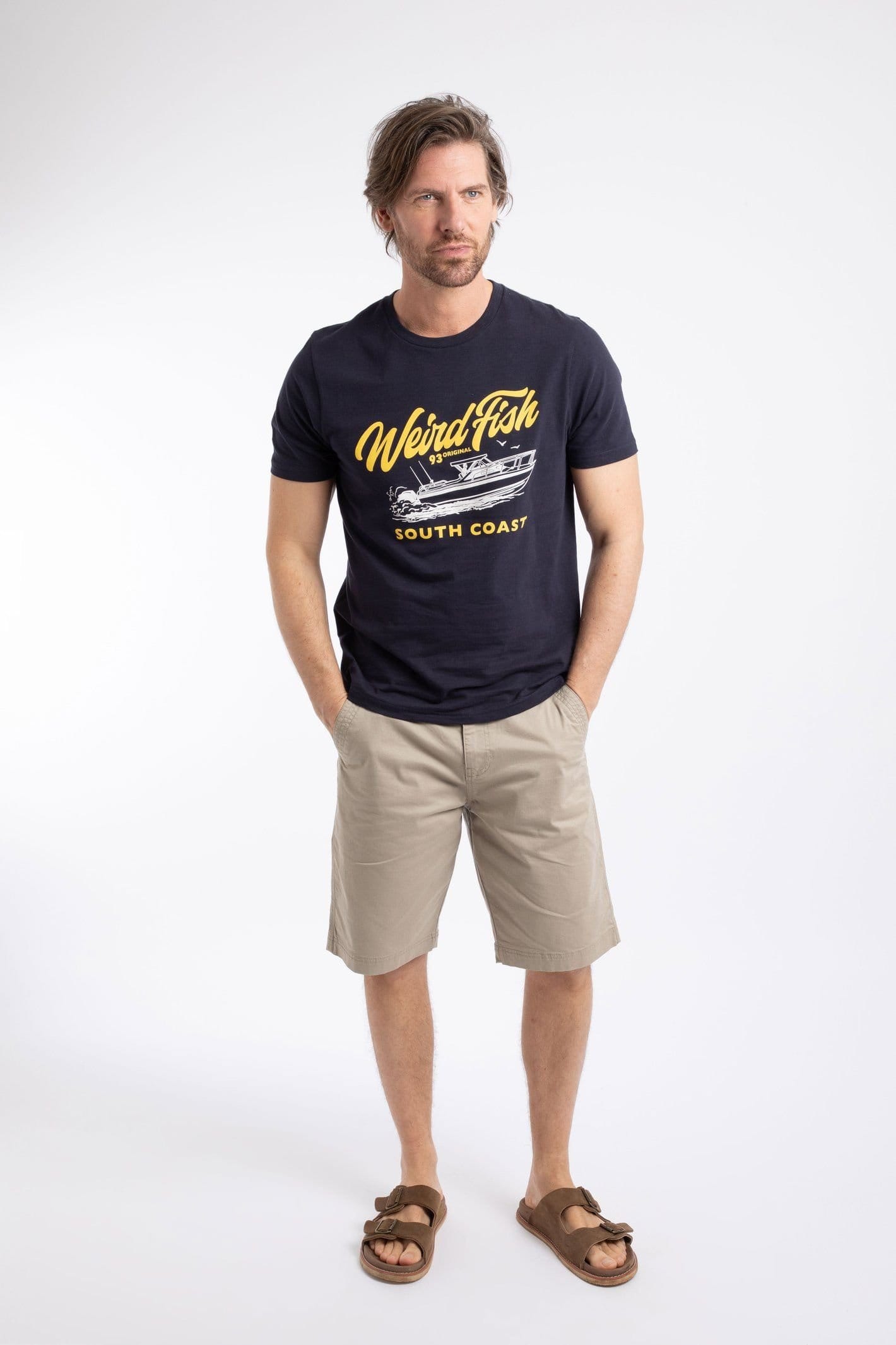 Weird Fish Weird Fish Men's South Coast Front Print Graphic T-Shirt in Midnight - 4
