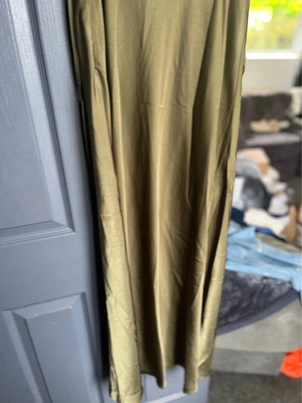New Look Khaki Satin Maxi Dress