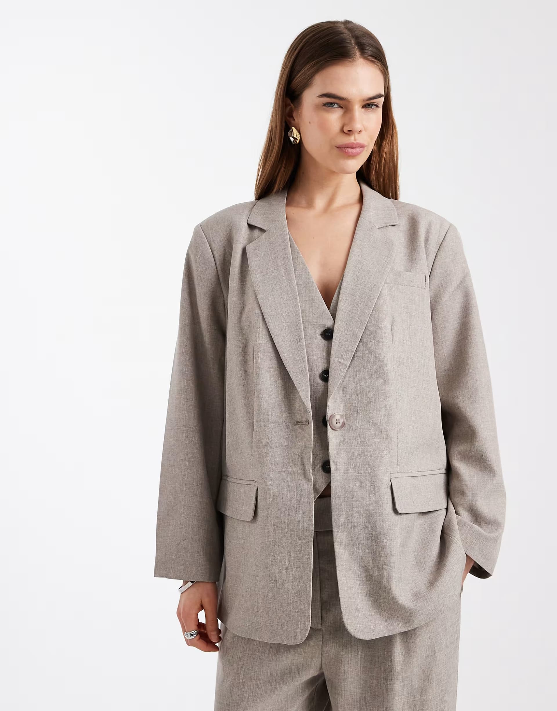 ASOS ONLY oversized tailored blazer co-ord in beige