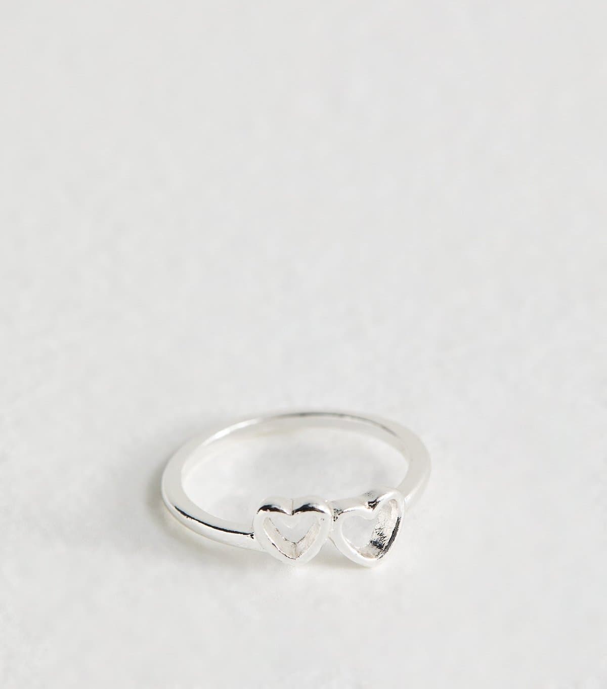 New Look Silver Tone Cut Out Heart Charm Ring New Look