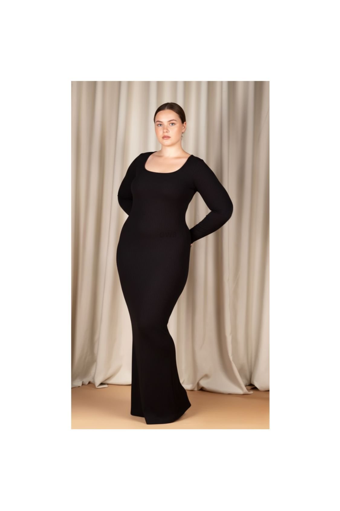 GWB Shapewear GWB Shapewear Women's Black Built-in Shapewear Long Sleeves Maxi Dress - 2