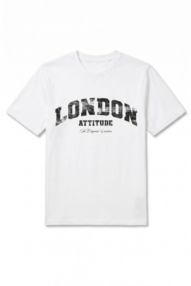 LONDON ATTITUDE LONDON ATTITUDE Men's Original Creators Premium Cotton T-Shirt with Vintage Black Logo in White - 3