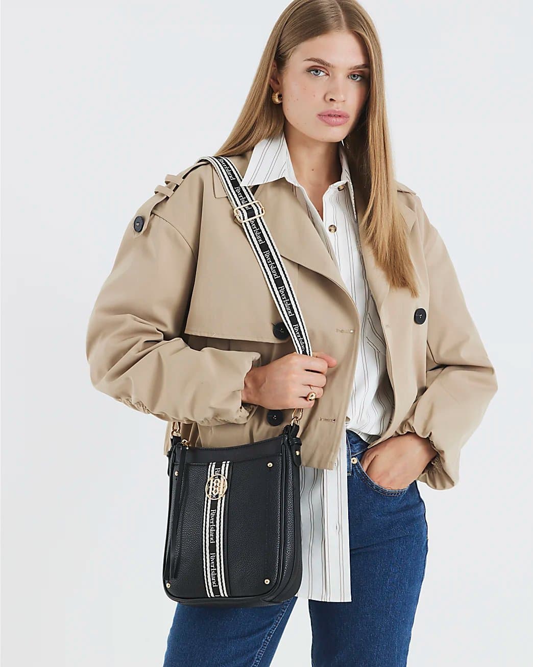 River Island River Island Womens Black Ri Pocket Messenger Bag