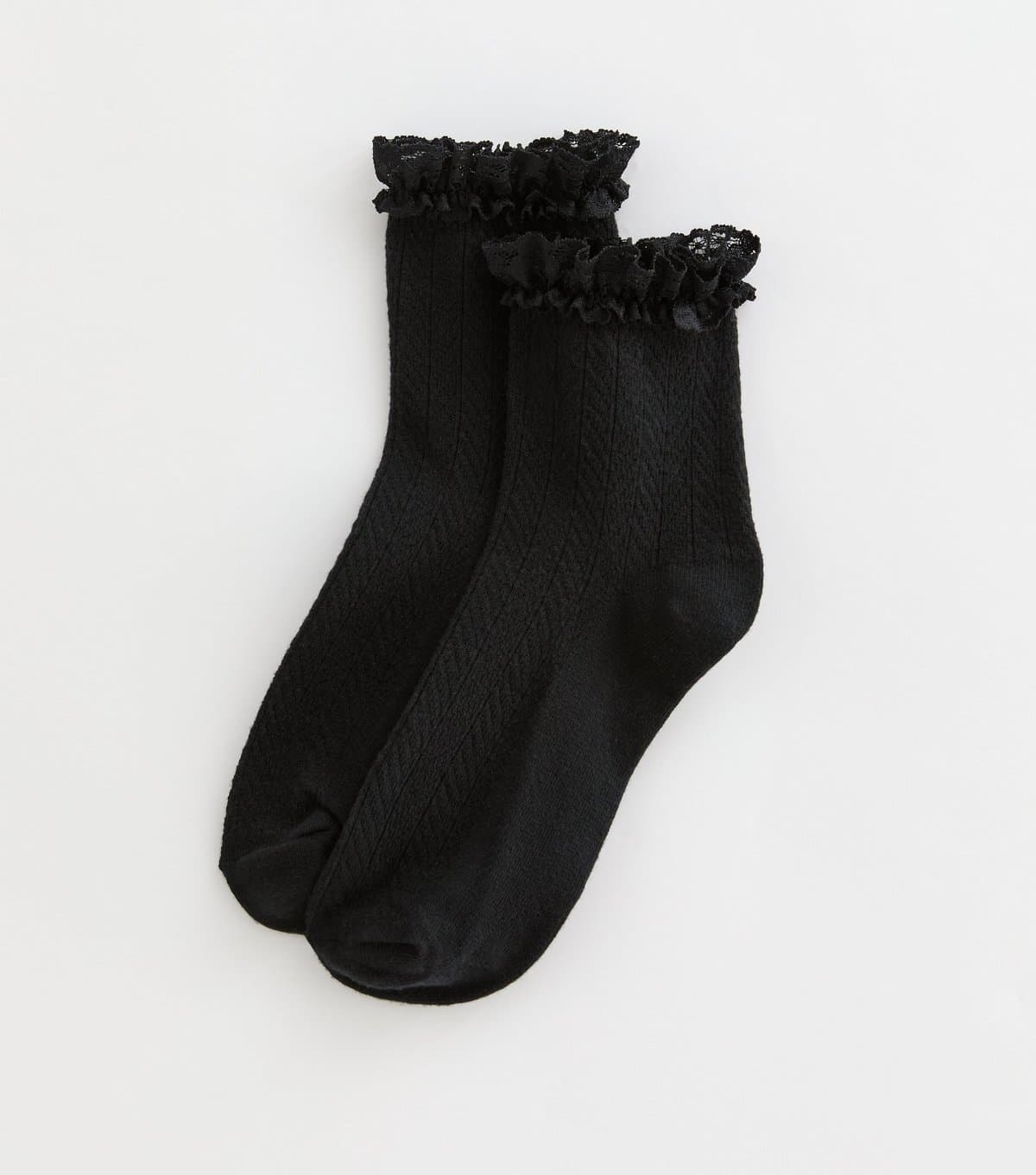 New Look Black Cable Frill Socks New Look