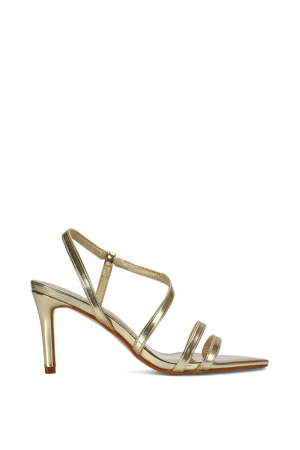 XY London XY London Women's 'Theodora' Strappy Pointed Toe Stiletto Heel Sandal Shoes in Metallic Gold - 3