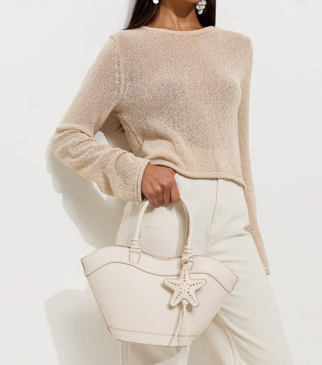 New Look Cream Faux Leather Scoop Top Mini Tote Bag Vegan New Look - 2