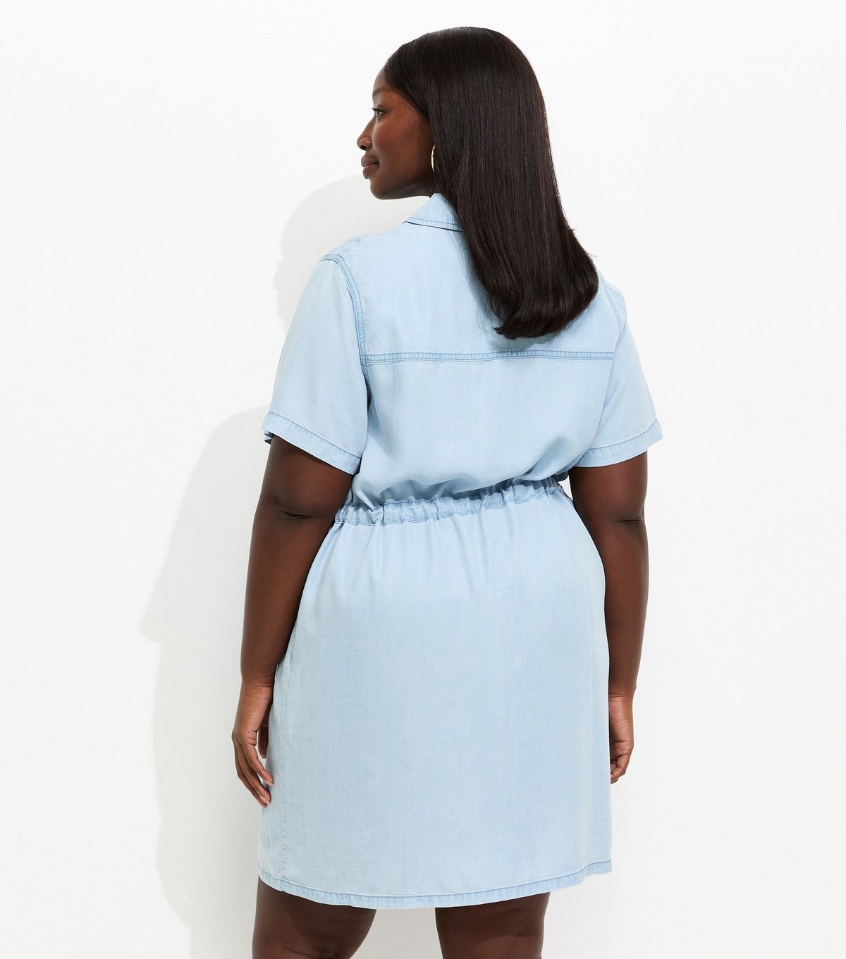 New Look Women's Plus Size Light Blue Short Sleeve Shirt Dress Curves New Look - 4