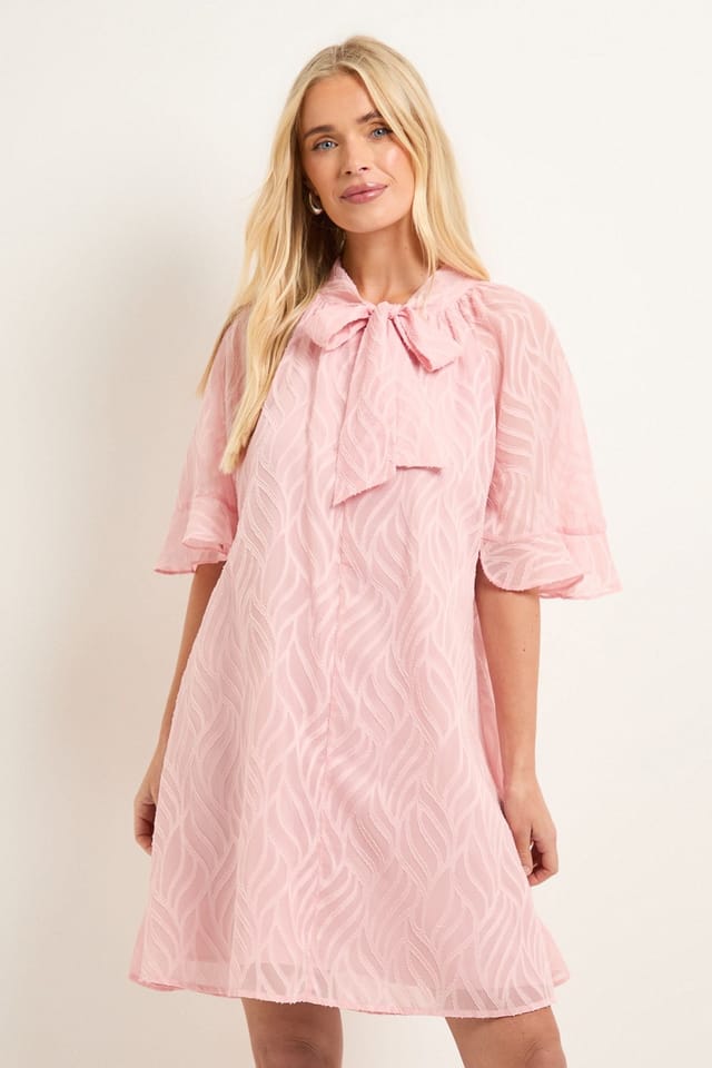 Wallis Wallis Women's Petite Burn Out Cape Sleeve Shift Dress in Blush - 2