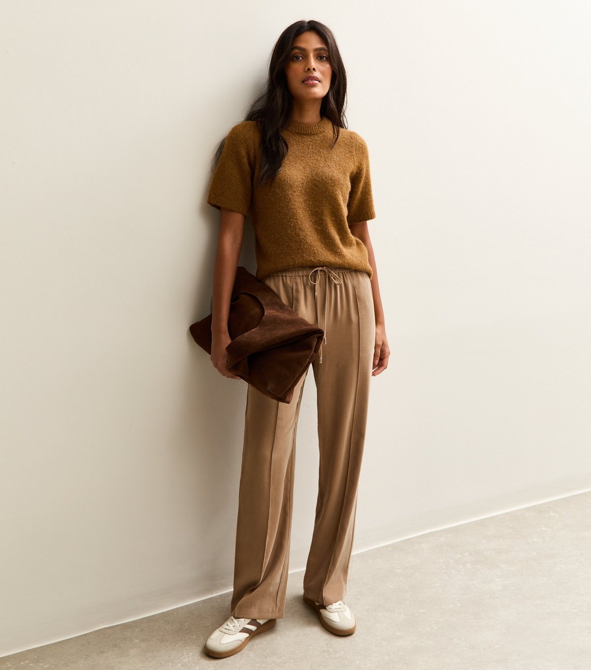 New Look Women's Tan Wide Leg Drawstring Waist Joggers New Look - 3