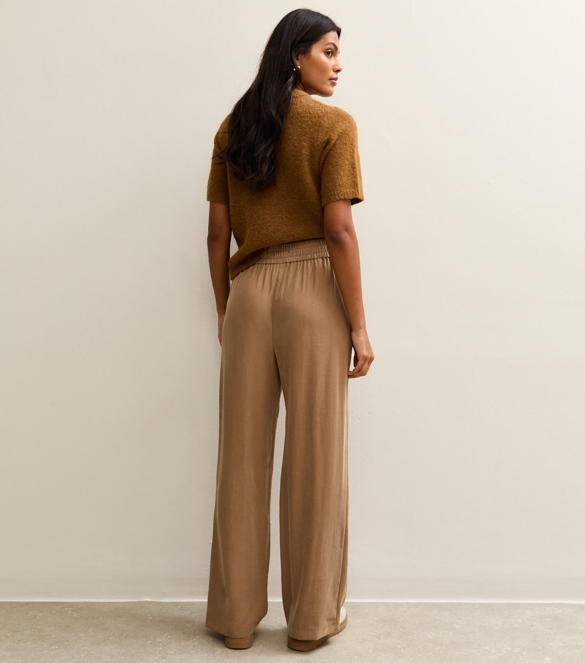 New Look Women's Tan Wide Leg Drawstring Waist Joggers New Look - 4