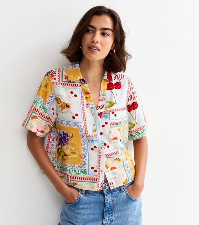 New Look Women's Multicoloured Mediterranean Print Short Sleeve Shirt New Look - 2