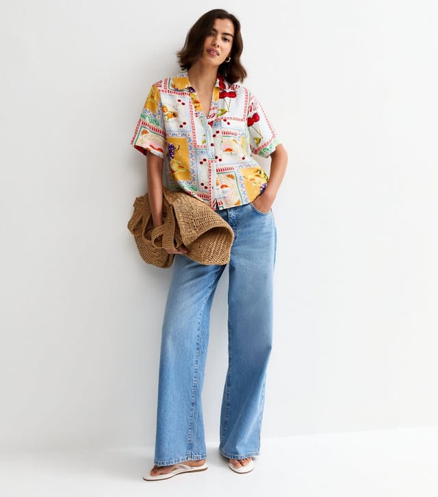 New Look Women's Multicoloured Mediterranean Print Short Sleeve Shirt New Look - 3