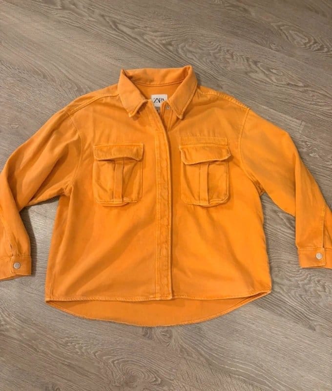 Zara Orange Utility Overshirt Jacket XS